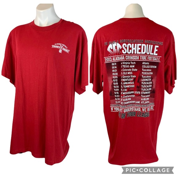 ALABAMA Crimson Roll Tide Football 2013 T-Shirt XL Schedule Graphics Unisex - Picture 1 of 9